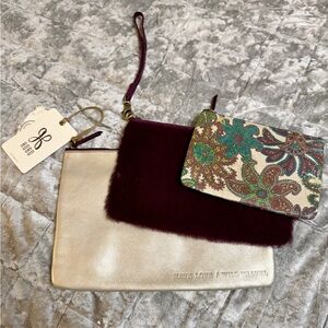 HOBO Triad Leather Wristlet Set – Opal Leather, Wine Calf Hair & Paisley